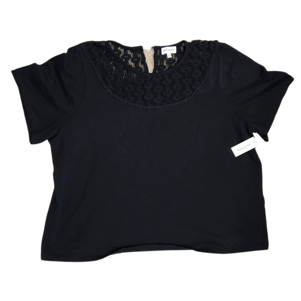 Plus size Lace neck relaxed fit shirt